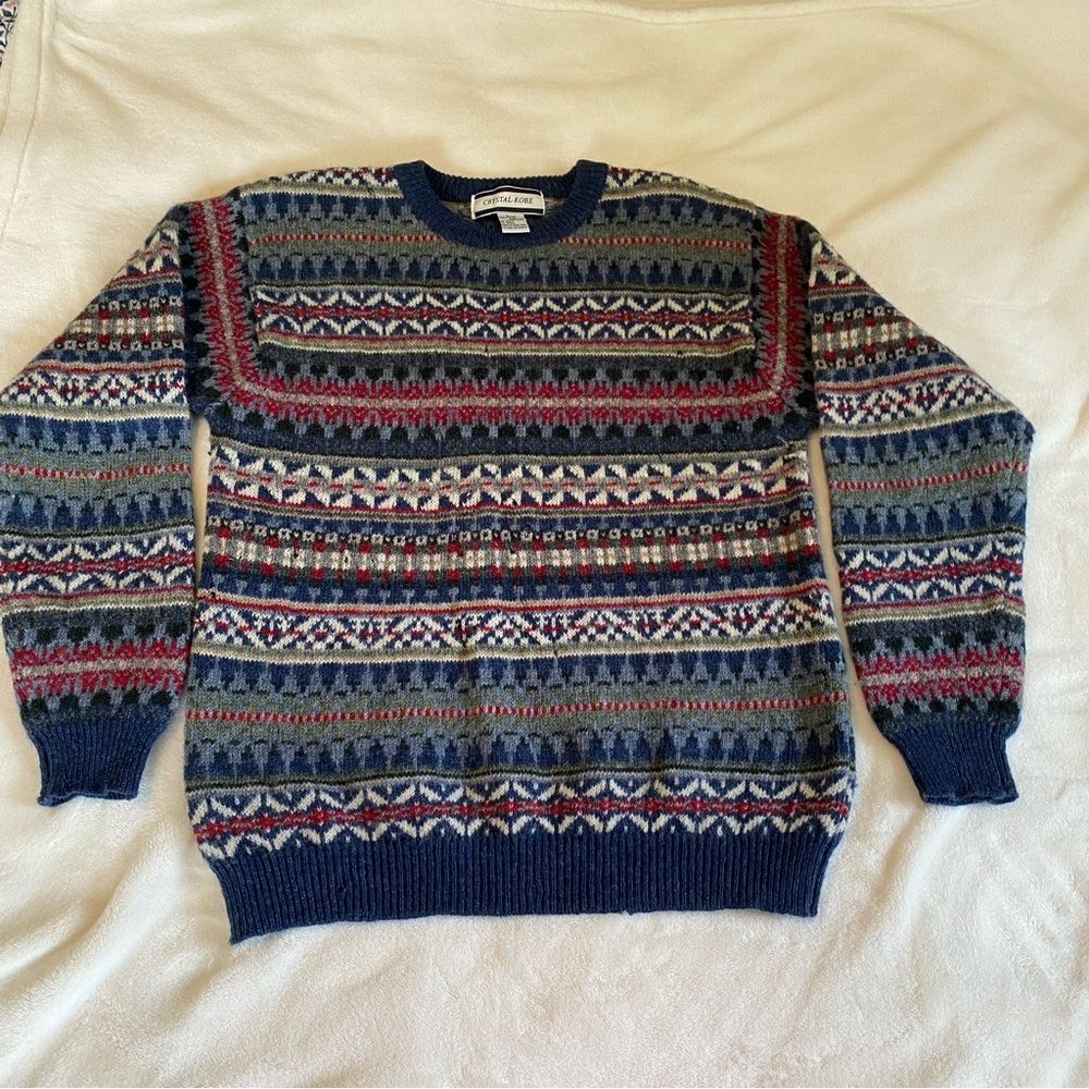 Wool Patterned Grandpa Sweater